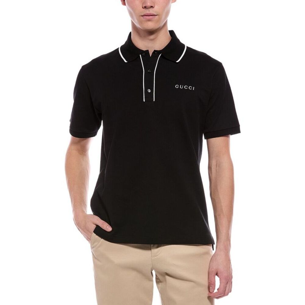 Gucci Mens Polo Piquet Shirt, Black